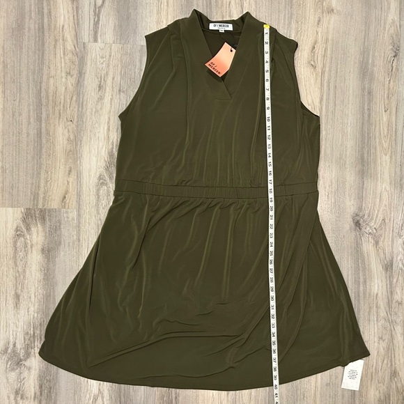 NWT Of Mercer Park Place Sleeveless Knee Length V Neck Dress Olive Green Size 1X - Picture 2 of 7